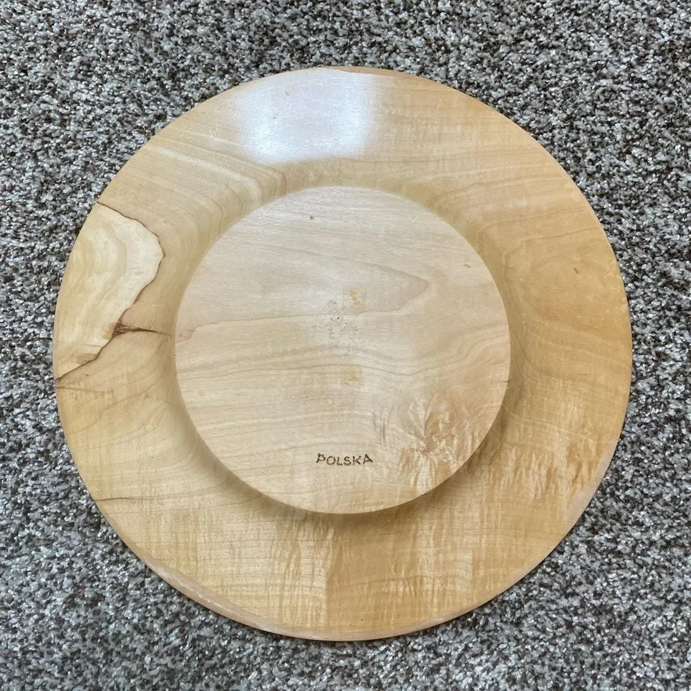 POLSKA Decorative Carved Wood Plate 13